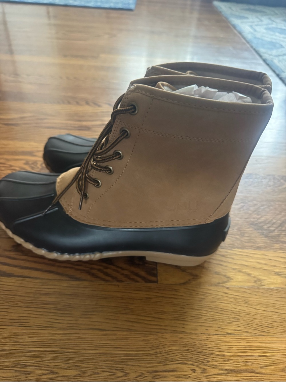 JBU Men's Black and Brown Waterproof Lace-Up Winter Boots